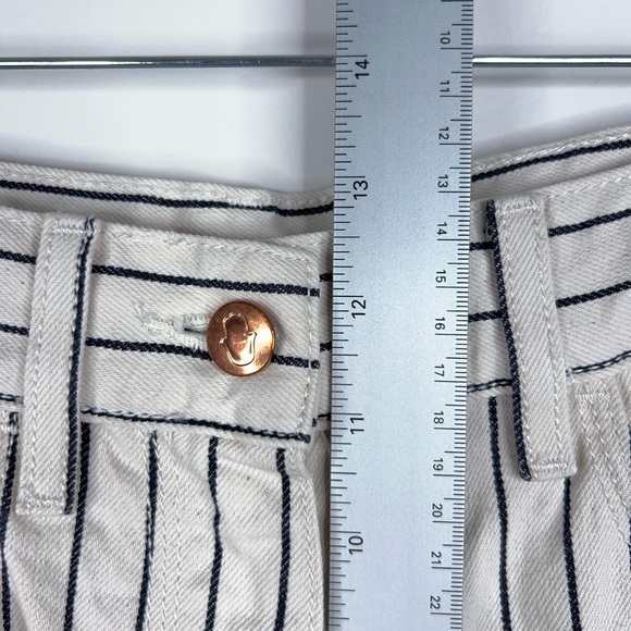 Manoush Striped Pants Cream Black High Rise Flare Leg Neutral Pinstripe Size 2 - Picture 8 of 12